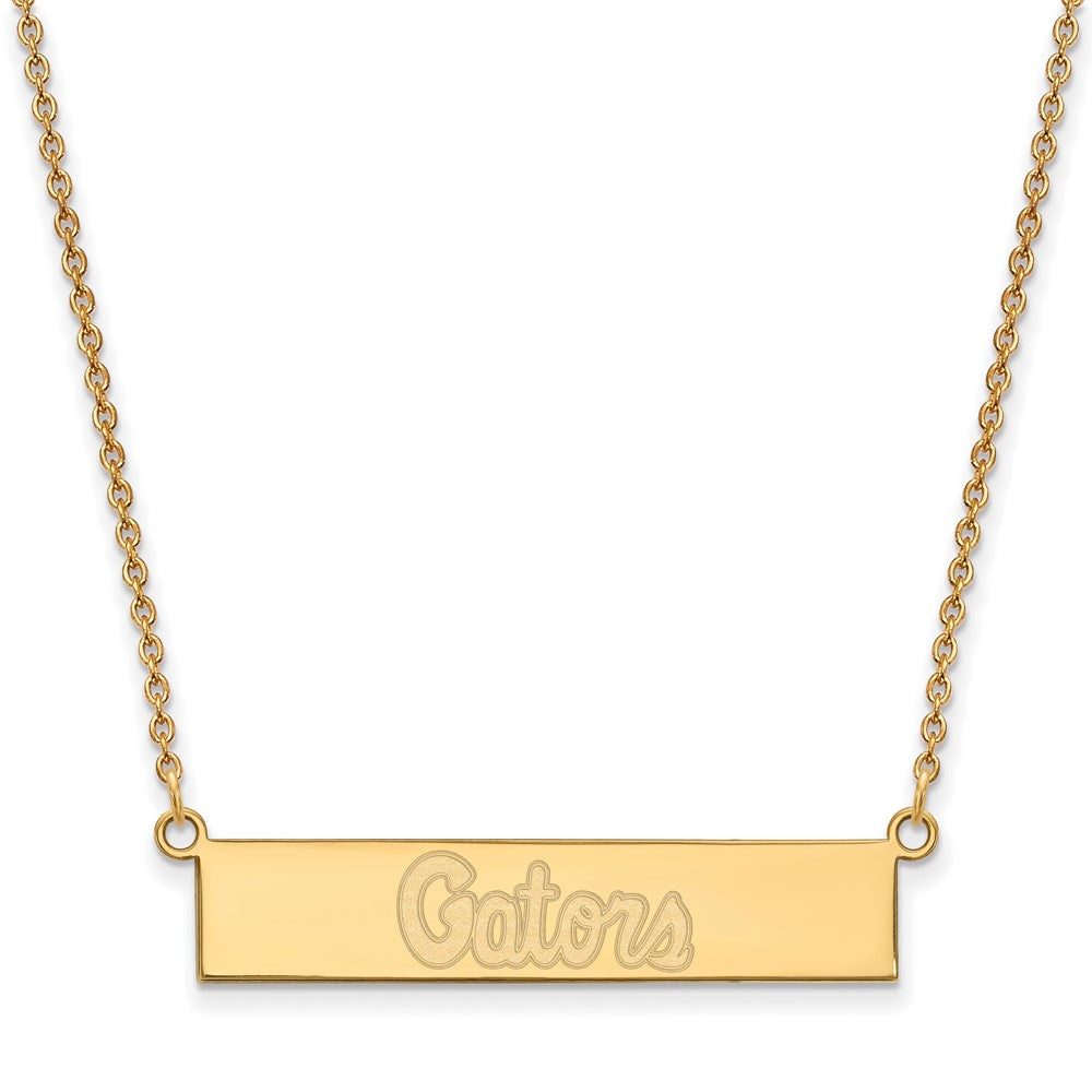 Sterling Silver Gold-plated LogoArt University of Florida Gators Script Small Bar 18 inch Necklace