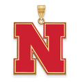 Sterling Silver Gold-plated LogoArt University of Nebraska Letter N Extra Large Enameled Pendant