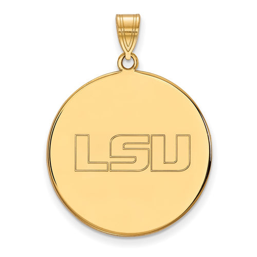 10k Gold LogoArt Louisiana State University L-S-U Extra Large Disc Pendant