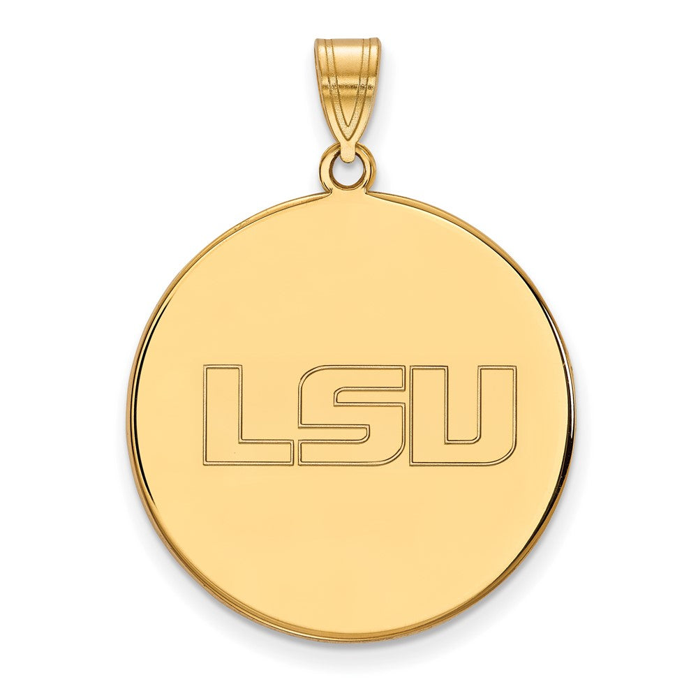 Sterling Silver Gold-plated LogoArt Louisiana State University L-S-U Extra Large Disc Pendant