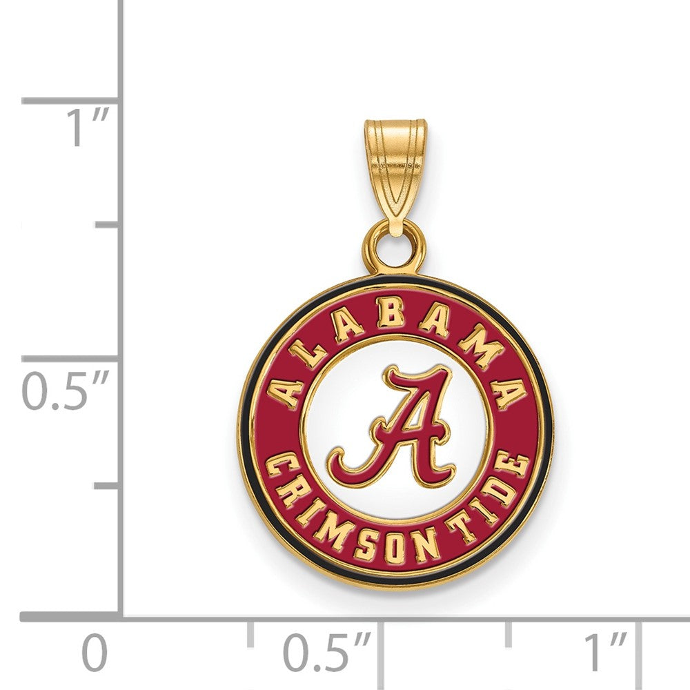 Sterling Silver Gold-plated LogoArt University of Alabama Crimson Tide Medium Enameled Disc Pendant