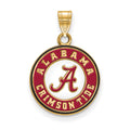 Sterling Silver Gold-plated LogoArt University of Alabama Crimson Tide Medium Enameled Disc Pendant