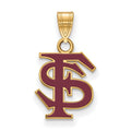 Sterling Silver Gold-plated LogoArt Florida State University F-S Medium Enameled Pendant