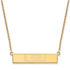 Sterling Silver Gold-plated LogoArt Louisiana State University L-S-U Small Bar 18 inch Necklace
