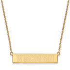 Sterling Silver Gold-plated LogoArt University of Wisconsin Small Bar 18 inch Necklace