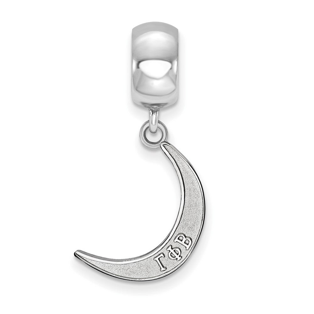 Sterling Silver RH-plated LogoArt Gamma Phi Beta Crescent Moon Bead