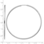 14k White Gold 2x65mm Polished Round Endless Tube Hoop Earrings