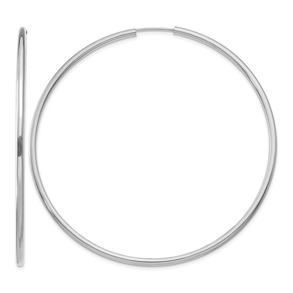 14k White Gold 2x65mm Polished Round Endless Tube Hoop Earrings