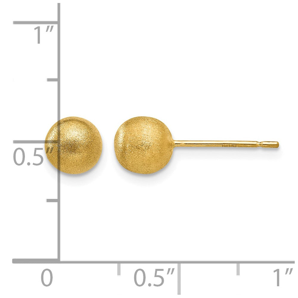 14K 6mm Satin Puffed Ball Post Earrings