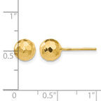 14K 7mm Faceted Diamond-cut Puffed Ball Post Earrings