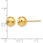 14K 8mm Polished Faceted Diamond-cut Puffed Ball Post Earrings