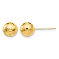 14K 8mm Polished Faceted Diamond-cut Puffed Ball Post Earrings