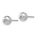 14K White Gold 7mm Faceted Diamond-cut Puffed Ball Post Earrings