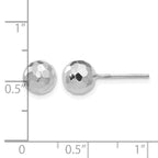 14K White Gold 7mm Faceted Diamond-cut Puffed Ball Post Earrings