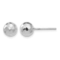 14K White Gold 7mm Faceted Diamond-cut Puffed Ball Post Earrings