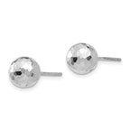 14K White Gold 8mm Faceted Diamond-cut Puffed Ball Post Earrings