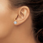 14K White Gold 8mm Faceted Diamond-cut Puffed Ball Post Earrings