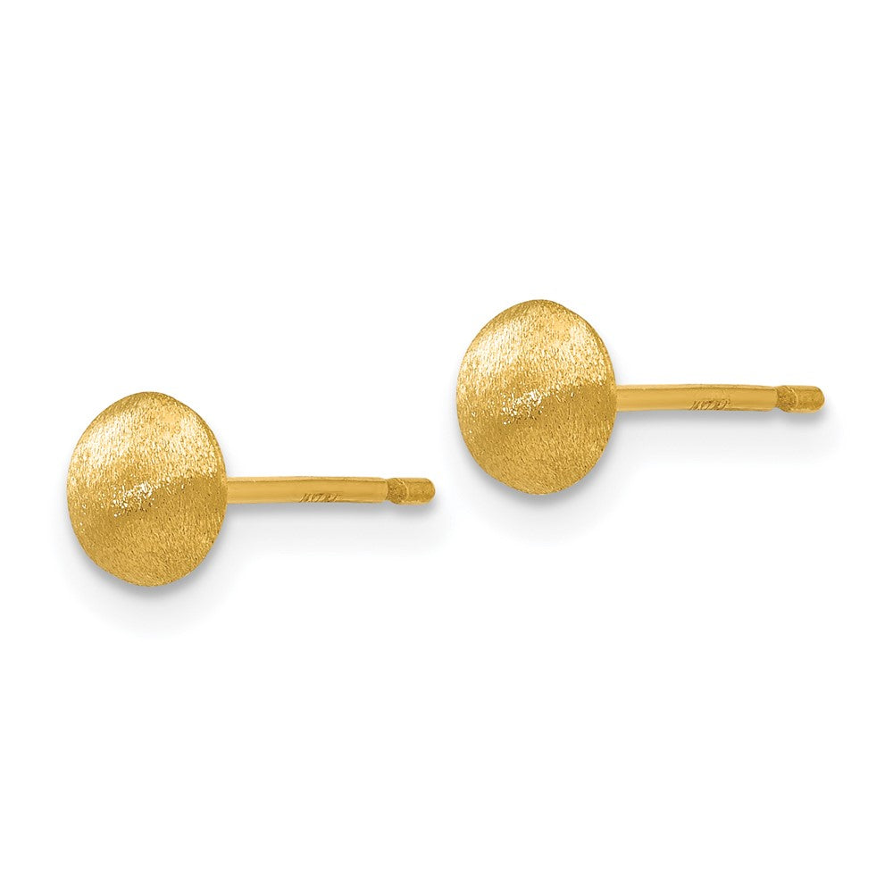 14K 5mm Satin Puffed Round Button Post Earrings