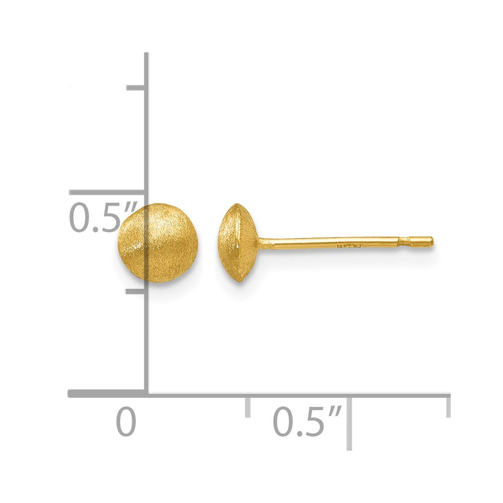 14K 5mm Satin Puffed Round Button Post Earrings