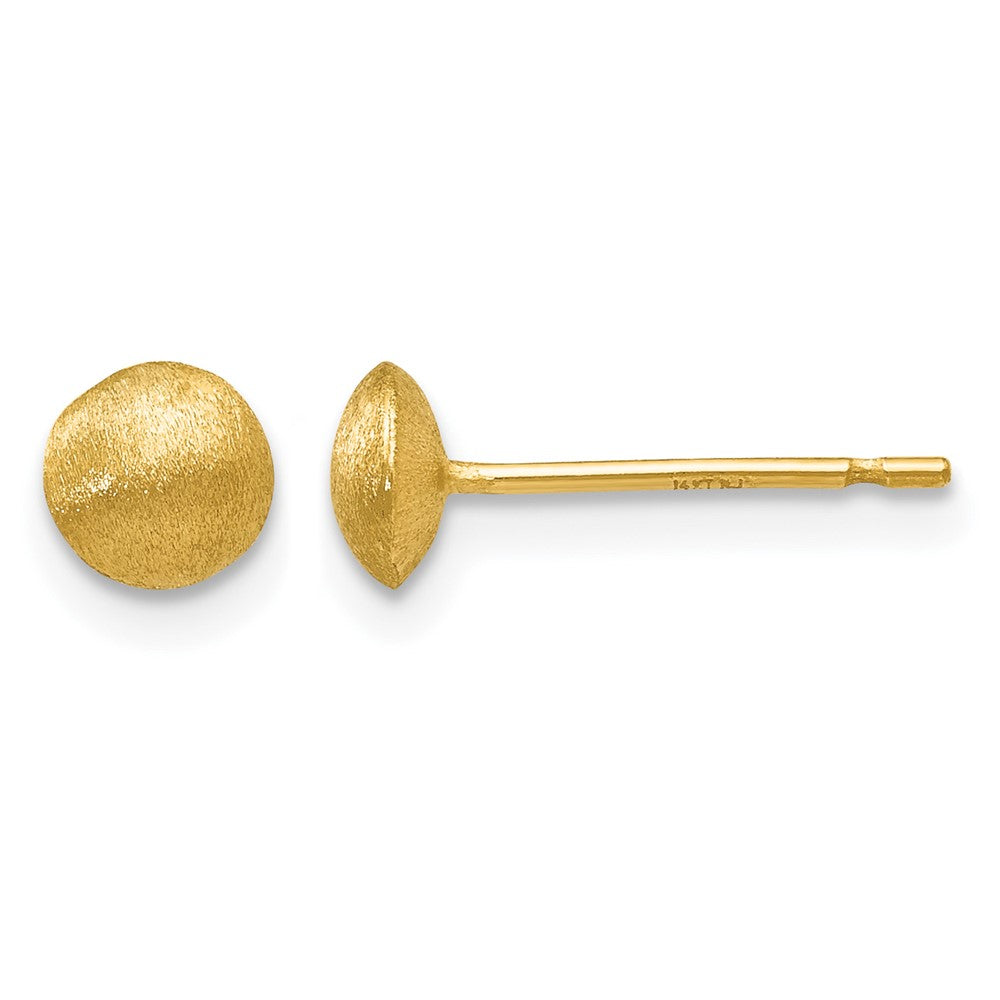 14K 5mm Satin Puffed Round Button Post Earrings