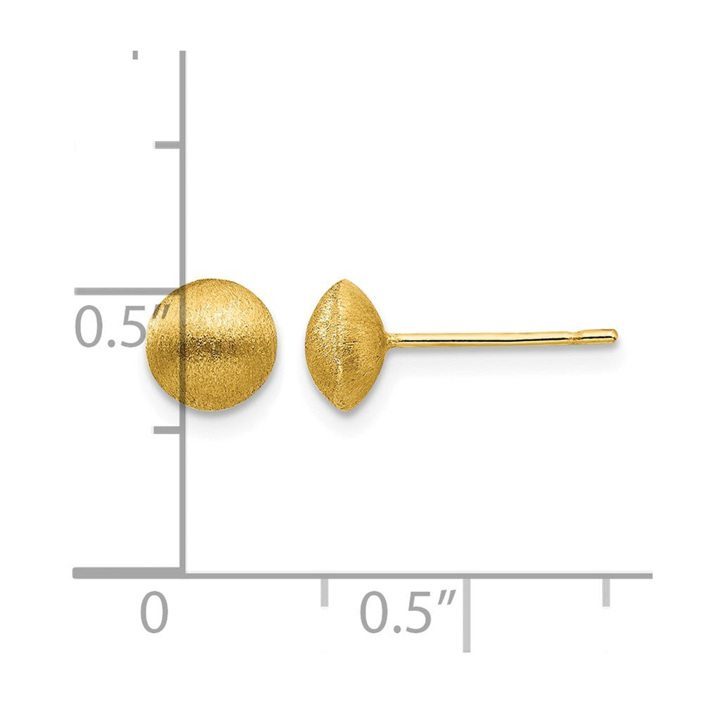 14K 7mm Satin Puffed Round Button Post Earrings