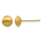 14K 7mm Satin Puffed Round Button Post Earrings