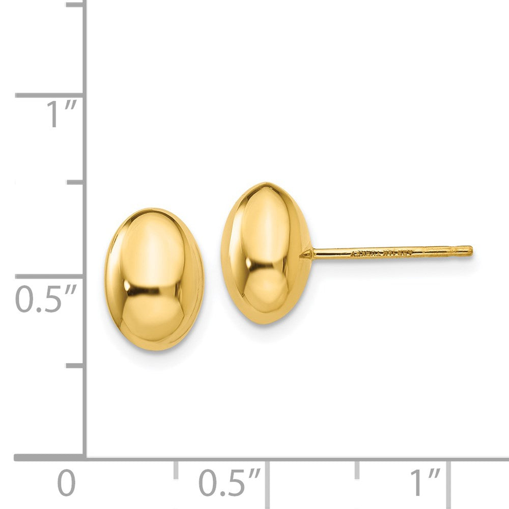 14K 10x7mm Polished Puffed Oval Button Post Earrings