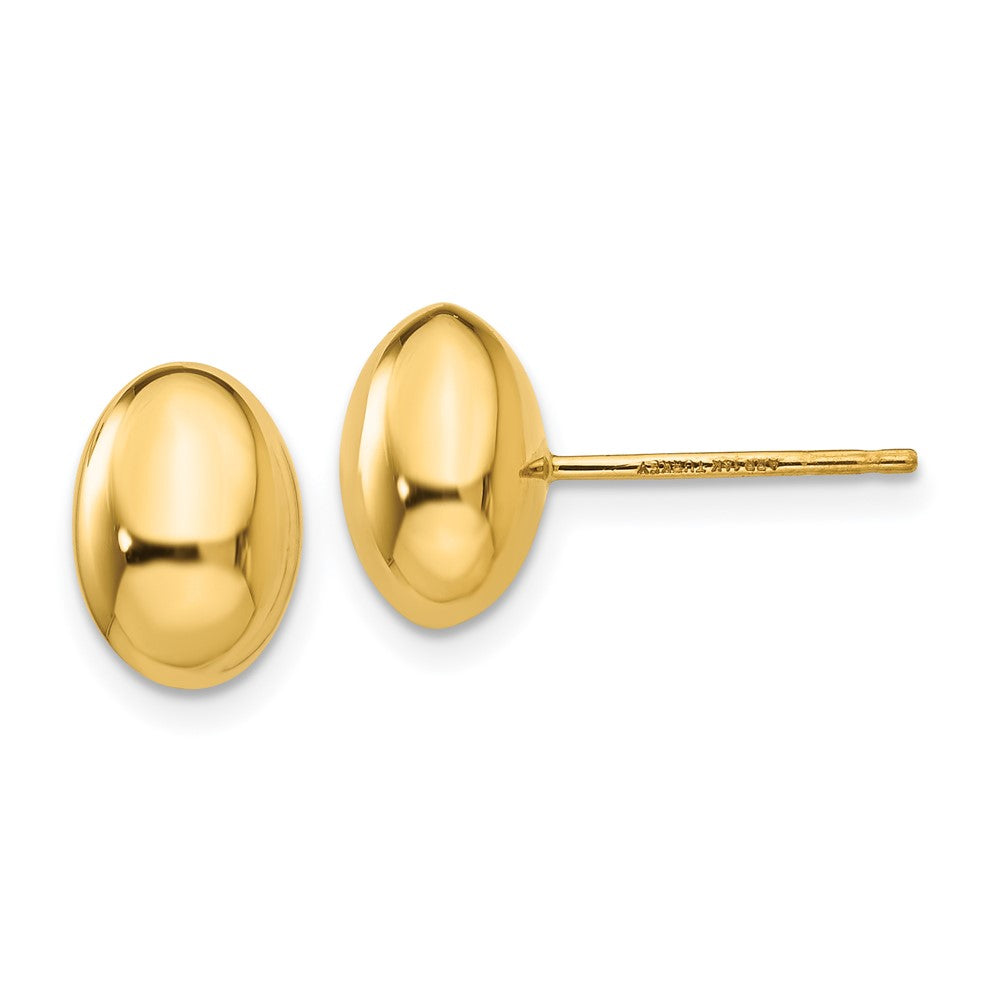 14K 10x7mm Polished Puffed Oval Button Post Earrings