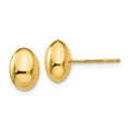 14K 10x7mm Polished Puffed Oval Button Post Earrings