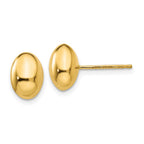 14K 10x7mm Polished Puffed Oval Button Post Earrings