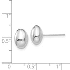 14K White Gold 10x7mm Polished Puffed Oval Button Post Earrings