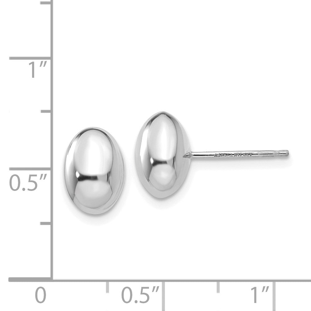 14K White Gold 10x7mm Polished Puffed Oval Button Post Earrings