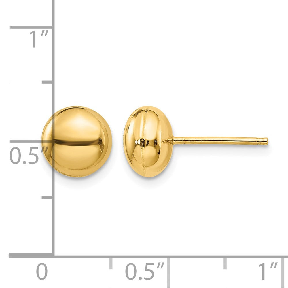 14k 8mm Polished Puffed Round Button Post Earrings
