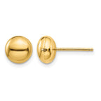 14k 8mm Polished Puffed Round Button Post Earrings