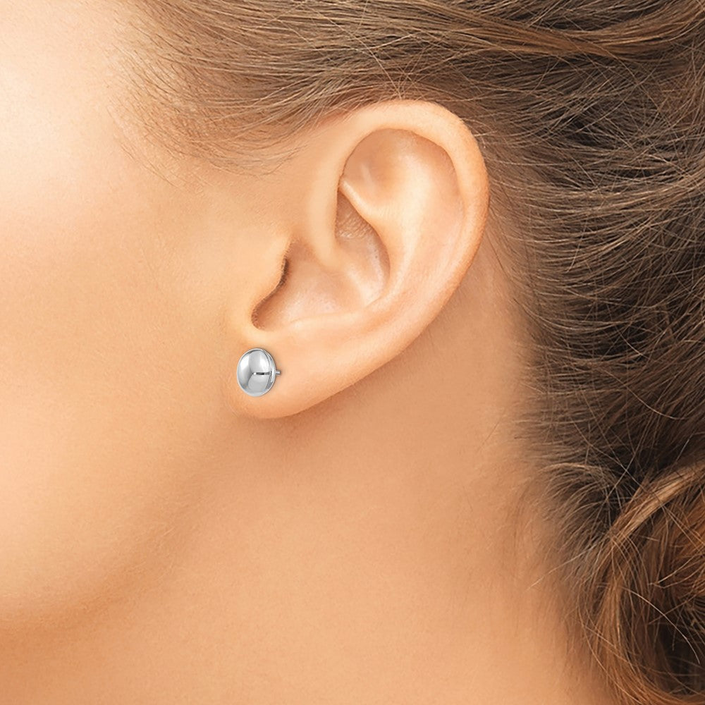 14k White Gold 8mm Polished Puffed Round Button Post Earrings
