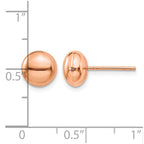 14k Rose Gold 8mm Polished Puffed Round Button Post Earrings
