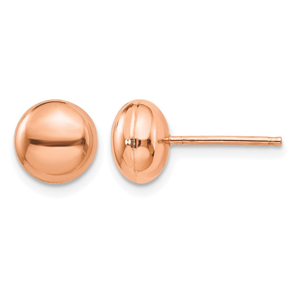 14k Rose Gold 8mm Polished Puffed Round Button Post Earrings
