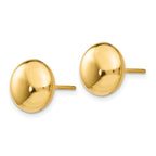 14k 10.5mm Polished Puffed Round Button Post Earrings