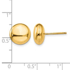 14k 10.5mm Polished Puffed Round Button Post Earrings