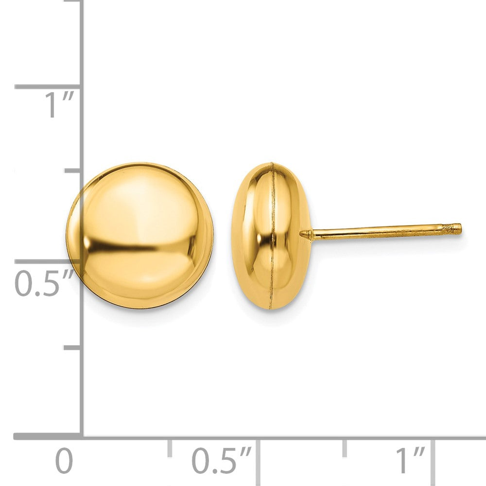 14k 10.5mm Polished Puffed Round Button Post Earrings