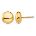 14k 10.5mm Polished Puffed Round Button Post Earrings