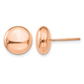 14k Rose Gold 10.5mm Polished Puffed Round Button Post Earrings