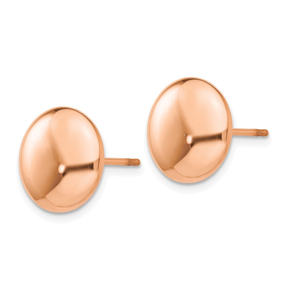 14k Rose Gold 12mm Polished Puffed Round Button Post Earrings