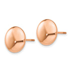 14k Rose Gold 12mm Polished Puffed Round Button Post Earrings