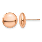 14k Rose Gold 12mm Polished Puffed Round Button Post Earrings