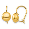 14k 8mm Polished Button Kidney Wire Earrings