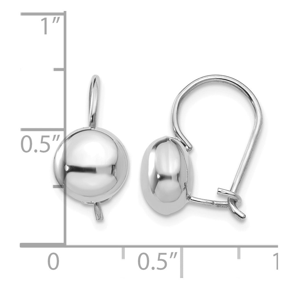 14k White Gold 8mm Polished Button Kidney Wire Earrings