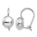 14k White Gold 8mm Polished Button Kidney Wire Earrings