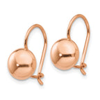 14k Rose Gold 8mm Polished Button Kidney Wire Earrings