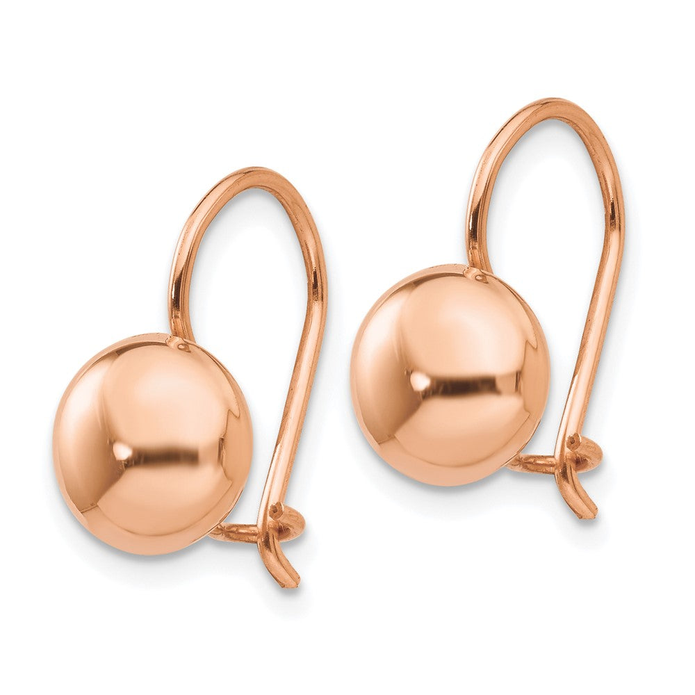 14k Rose Gold 8mm Polished Button Kidney Wire Earrings